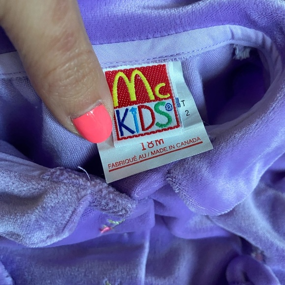 ❤️4 for $25❤️ Vintage‎ Mc Donald’s Mc kids velvet dress size 18 months - Picture 3 of 3